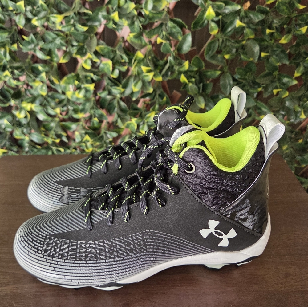 Under Armour UA Hammer MC 2.0 Football Cleats Black White Yellow US Men Size 8